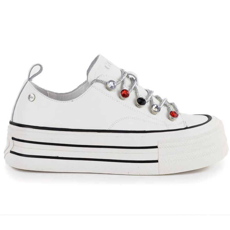 Women's leather sneakers on the platform white Goe T2N4072 Goe