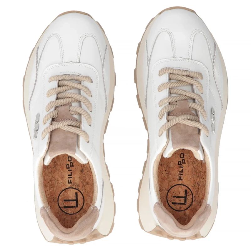 Leather platform sneakers, white, Filippo DP7498