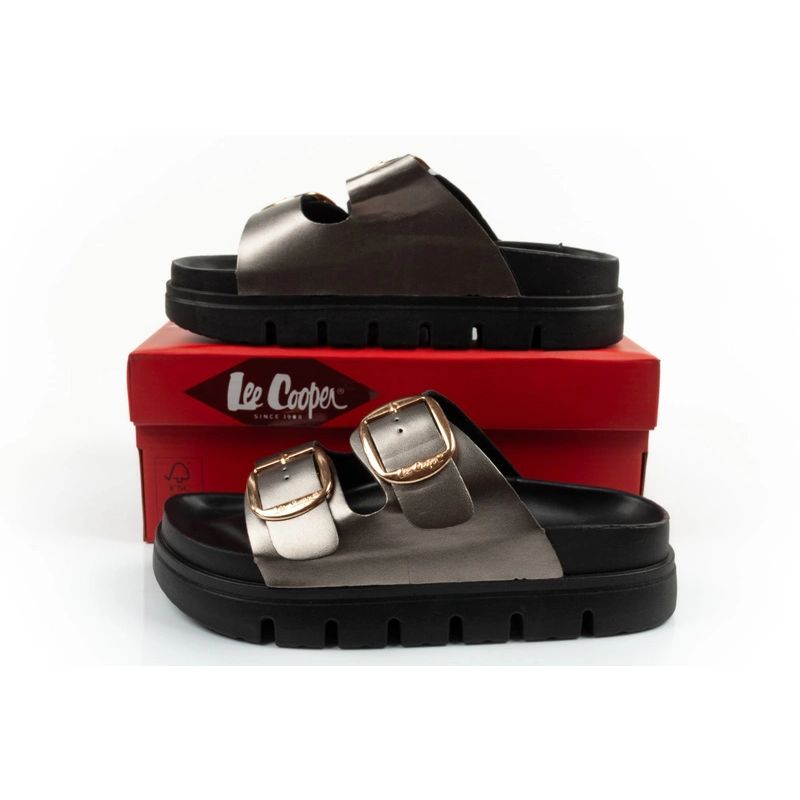 Lee Cooper shoes women's slippers silver comfortable platform fashionable