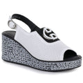 Women's leather wedge sandals with openwork white S.Barski 7014 S.Barski