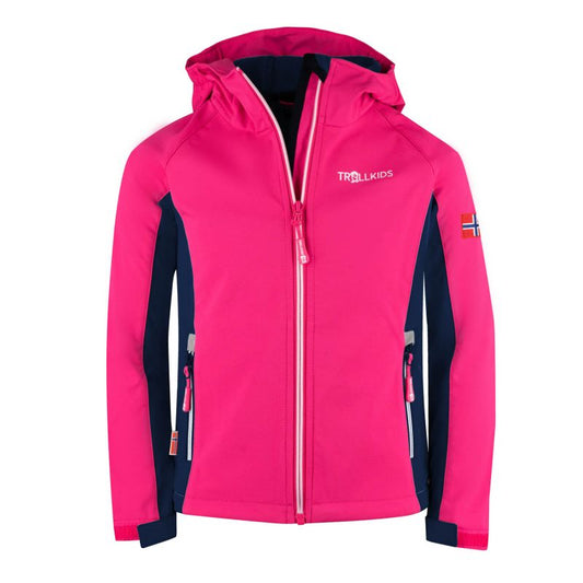 TrollKids Girls Kristiansand Jacket navy/magenta softshell pink (321-114) In preparation Your Sports Performance