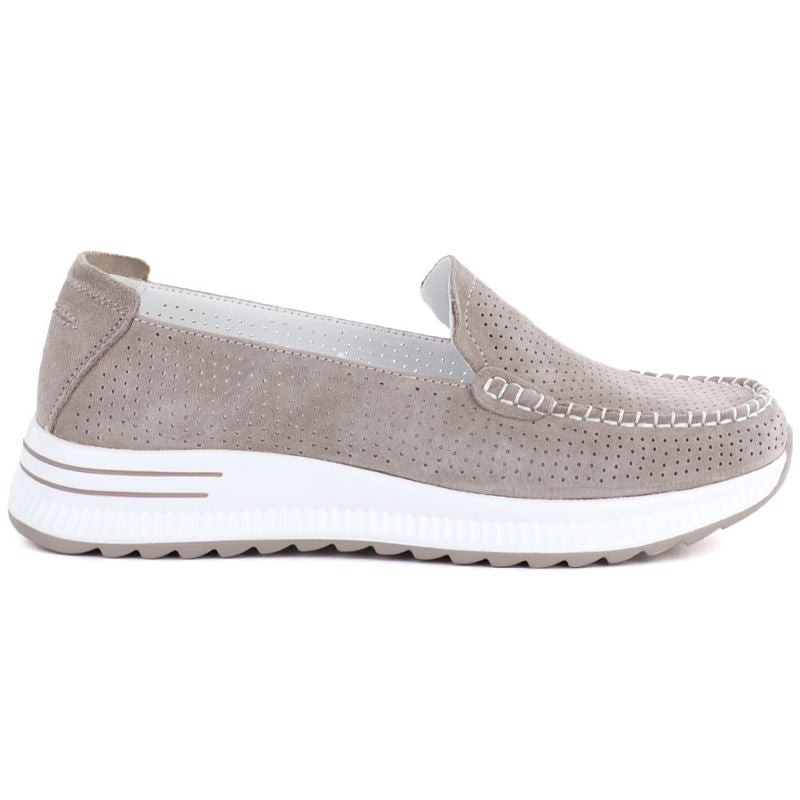 Leather moccasins with a thick sole, openwork, fango Jezzi 9793 Jezzi
