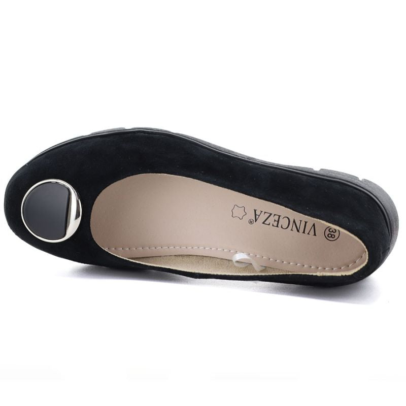 Women's leather wedge shoes, black, Vinceza 95412 Vinceza