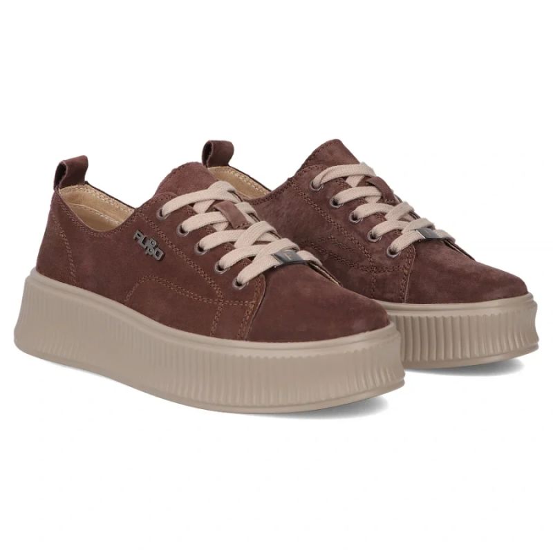 Women's brown leather sneakers on the platform Filippo DP7982