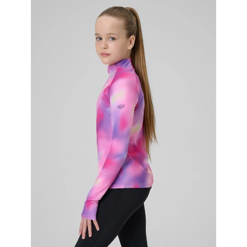 Girls' slim sports sweatshirt without hood 4F 4FJRSS26TFSWF0988-90A