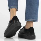 Women's leather platform sneakers, black, Filippo DP6119