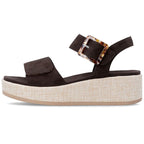 Women's brown leather wedge sandals Remonte by Rieker D1N54-25 Rieker