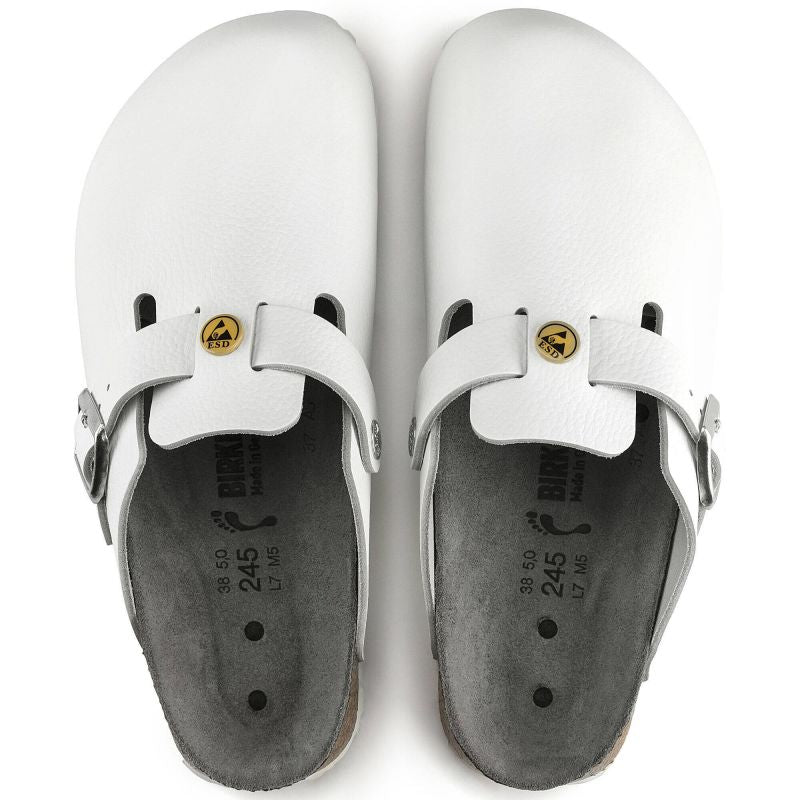 Women's Birkenstock Boston ESD White clogs natural leather medical narrow slippers (0061378) Footwear/Lifestyle/Brinkenstock/Klapki/chodaki Birkenstock