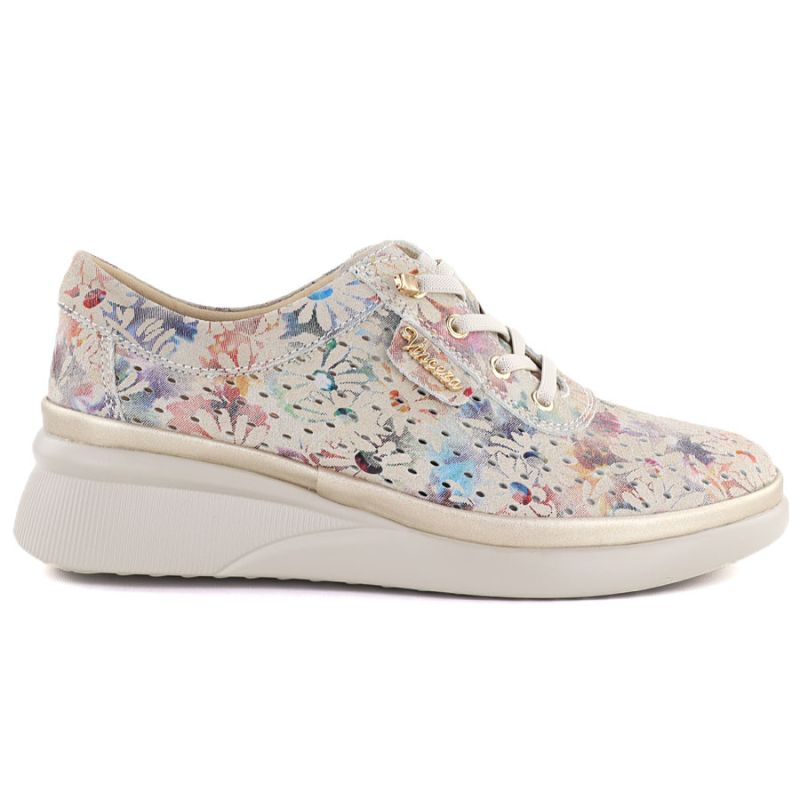 Women's leather openwork wedge shoes, beige, Vinceza 79603 To be categorized Your Sports Performance