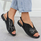 Women's black leather sandals S.Barski KV51-094 Footwear Your Sports Performance