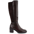Women's high-heeled stretch boots, brown, Vinceza 58652