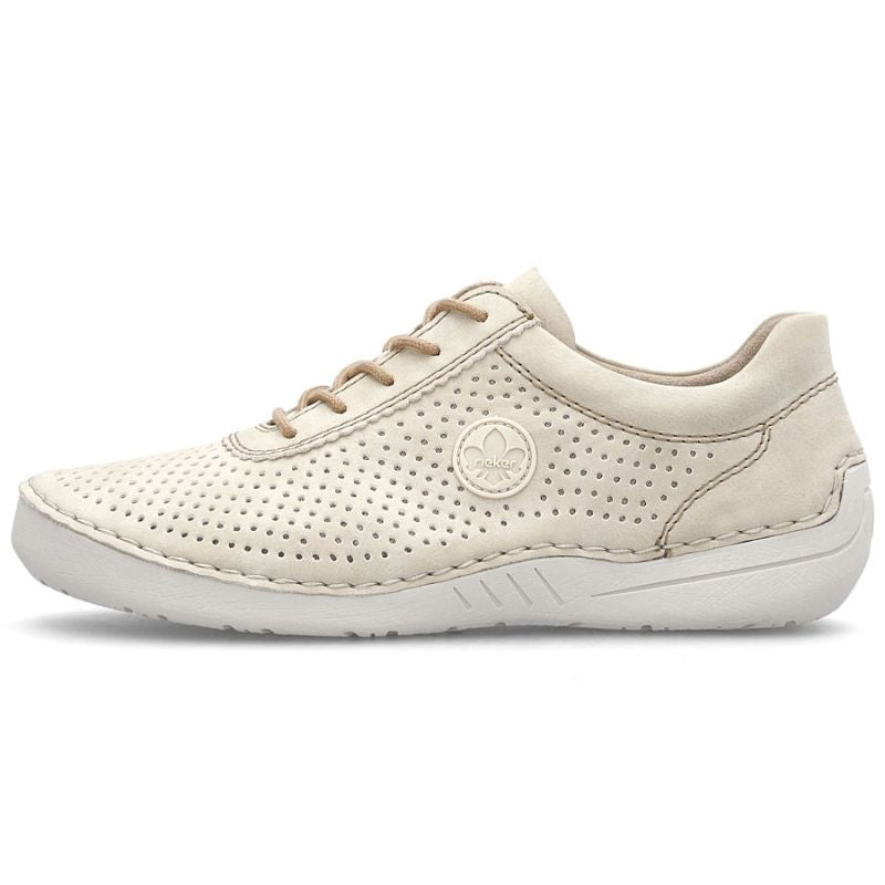 Rieker 52546-60 women's perforated leather shoes in beige Footwear Your Sports Performance