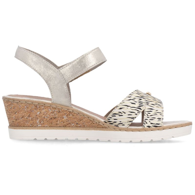 Women's gold leather wedge sandals Remonte R6266-90 Remonte