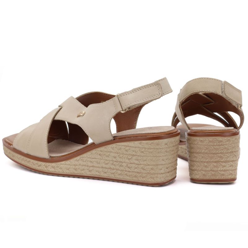 Beige Sergio Leone SK297 women's leather wedge sandals LEONE