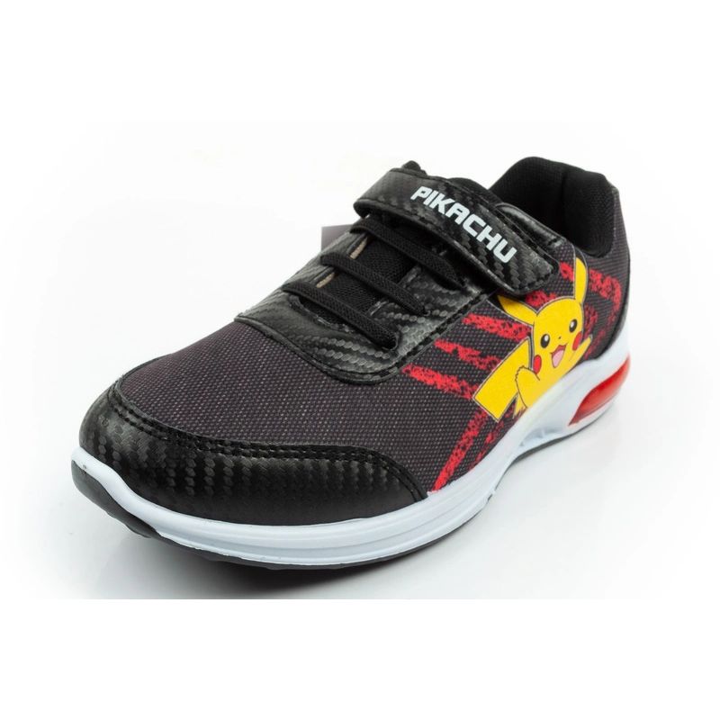 Leomil children's sports shoes Pokemon sneakers lightweight with velcro LED black