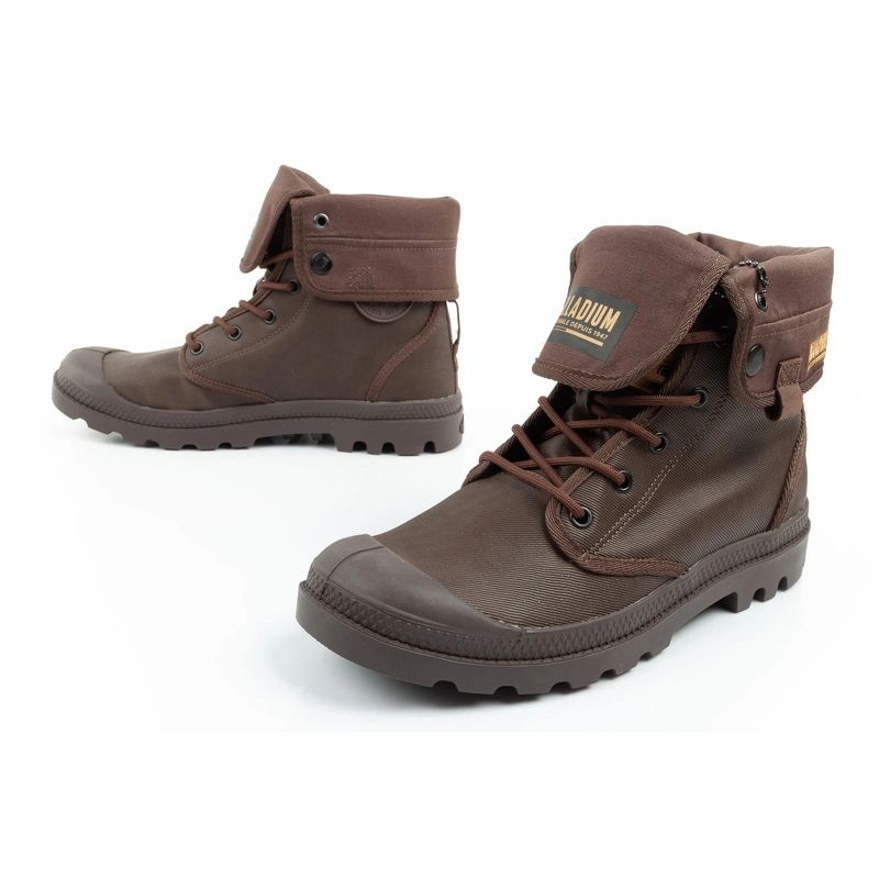 Palladium Men's Baggy Coated High Top Sneakers, Fashionable Dark Brown In preparation Your Sports Performance