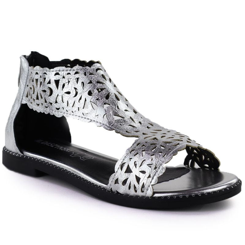 Women's openwork silver sandals M.Daszyński MR24148-2 M. Daszyński