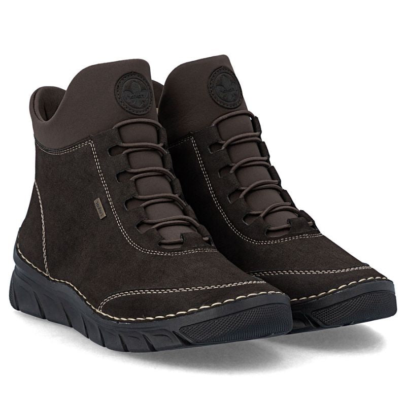 Women's comfortable insulated ankle boots chocolate brown Rieker 55069-25