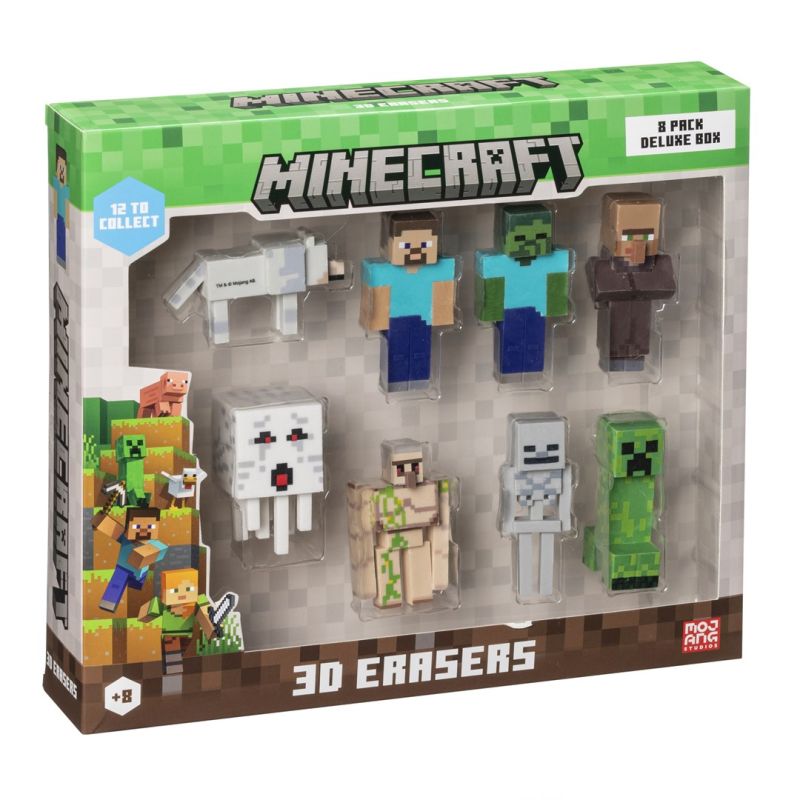 MINECRAFT 3D ERASERS - 8 PACK DELUXE BOX VER.A (Gry i zabawki) Figurki/Kolekcjonerskie Your Sports Performance