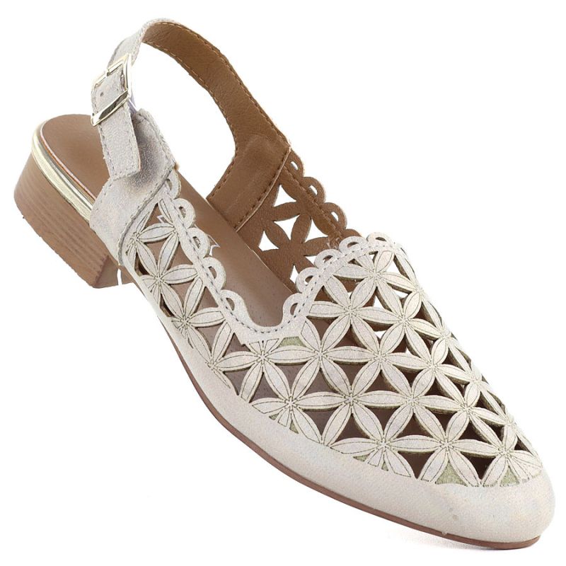 Women's low-heeled openwork gold sandals Jezzi ASA222-16 Jezzi