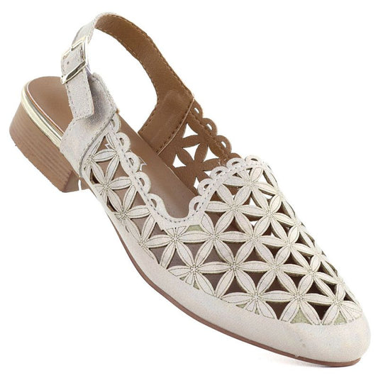 Women's low-heeled openwork gold sandals Jezzi ASA222-16 Jezzi