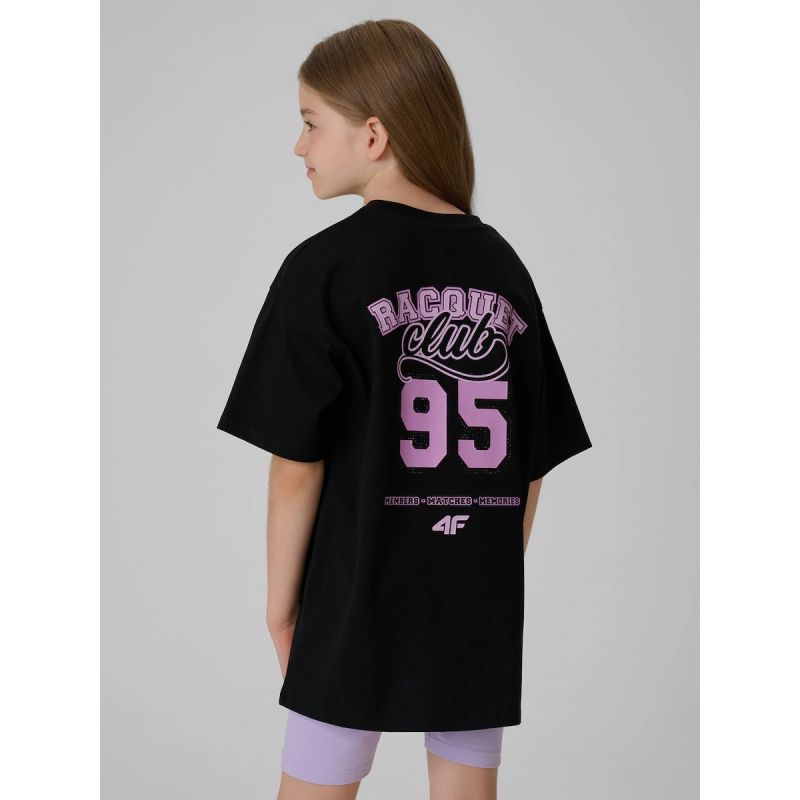 Oversized T-shirt with print for girls 4F 4FJRAW26TTSHF4242-20S
