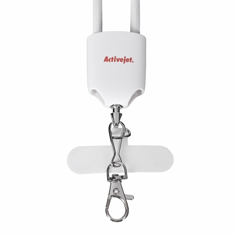 Activejet 3-in-1 white lanyard with charging cable. Available with various connectors: USB-C, Lightning Adapter, USB-A. _Gadżety i Prezenty/Gadżety Your Sports Performance