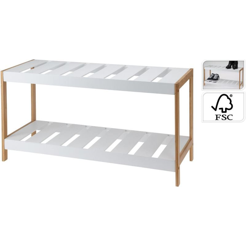 BAMBOO SHELF 2-TIERS SHOE CABINET Footwear Your Sports Performance