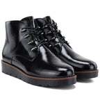 Women's black patent leather wedge ankle boots Potocki Z25-JE19360