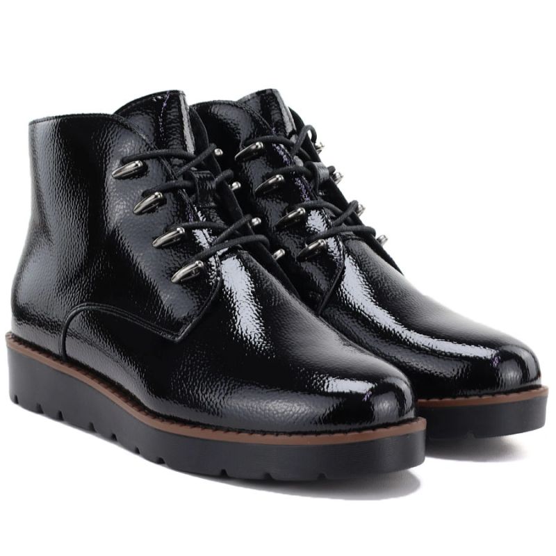 Women's black patent leather wedge ankle boots Potocki Z25-JE19360