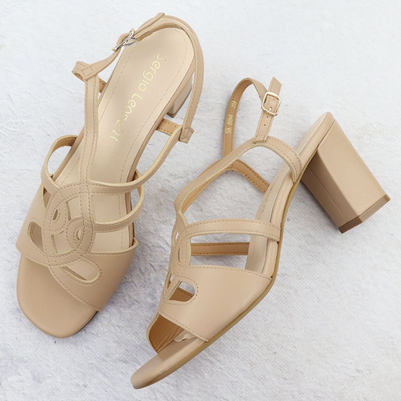 Beige Sergio Leone SK884 women's block heel sandals Footwear Your Sports Performance