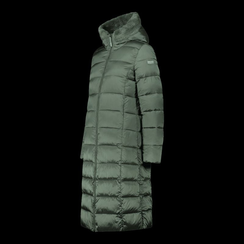 CMP women's winter jacket with hood, insulated coat, long, green (34K0046F/E621) CMP