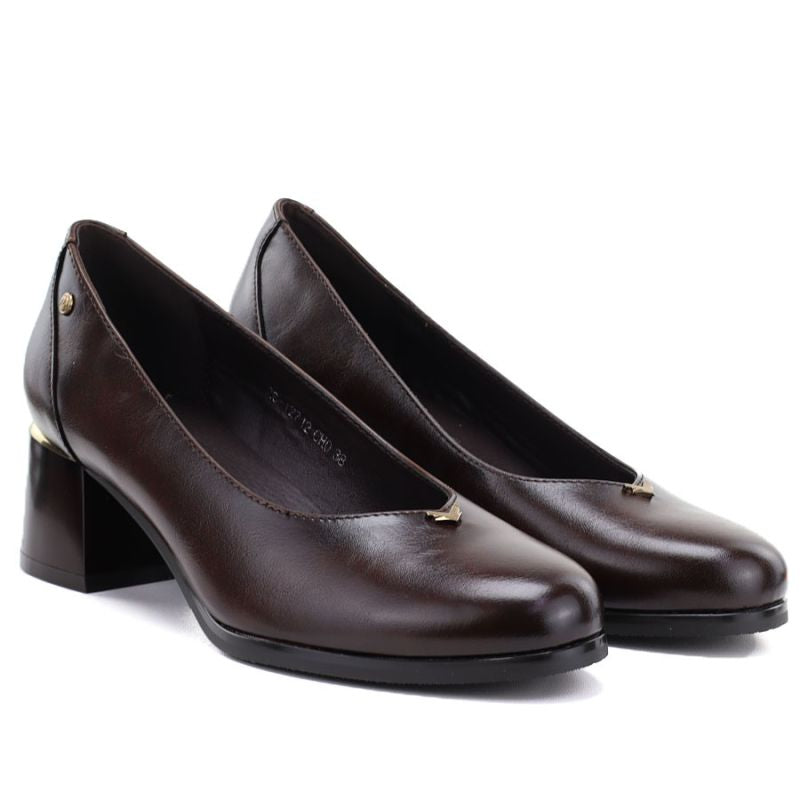 Women's pumps, chocolate high heels, Potocki 25-12712