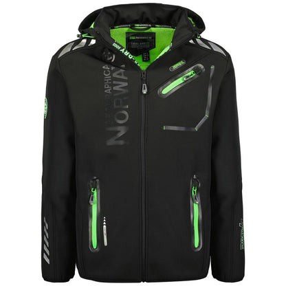 Geographical Norway ROYAUTE BLACK / GREEN DB MEN 068 BLACK / GREEN men's softshell jacket (WY8026H/GN-NOIR / VERT) Geographical Norway
