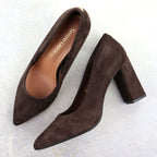 Chocolate suede pointed toe pumps Sergio Leone PB216 Footwear Your Sports Performance