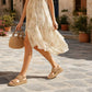 Women's leather wedge sandals camel Filippo DS7746
