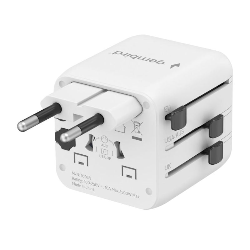 GEMBIRD UNIVERSAL TRAVEL ADAPTER WHITE Kable i adaptery/Adaptery, przejściówki Your Sports Performance