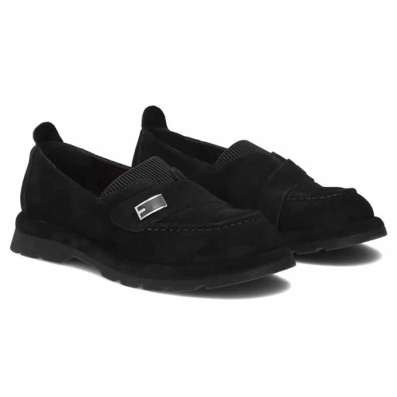 Women's leather moccasins with elastic band, black Filippo DP7947