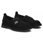Women's leather moccasins with elastic band, black Filippo DP7947