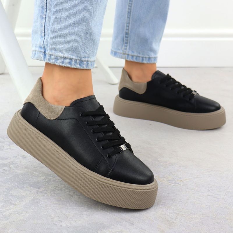 Women's leather platform sneakers, black, Filippo DP6119 Footwear Your Sports Performance