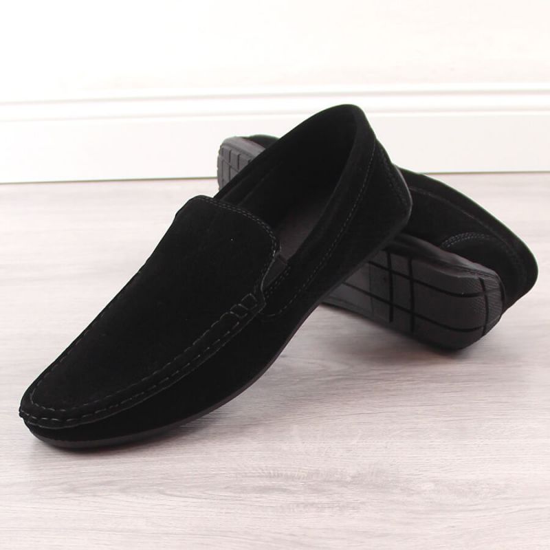 Men's Suede Slip-On Loafers with Openwork Black News 4873 Footwear Your Sports Performance