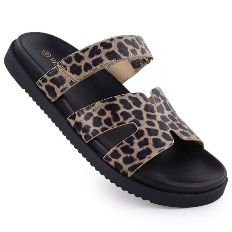 Women's beige leopard print flip-flops Vinceza 17401 Footwear Your Sports Performance
