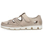 Rieker W RKR651 beige leather openwork shoes with velcro