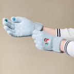 Women's winter telephone gloves with a snowman and a Christmas tree - green Hurtel