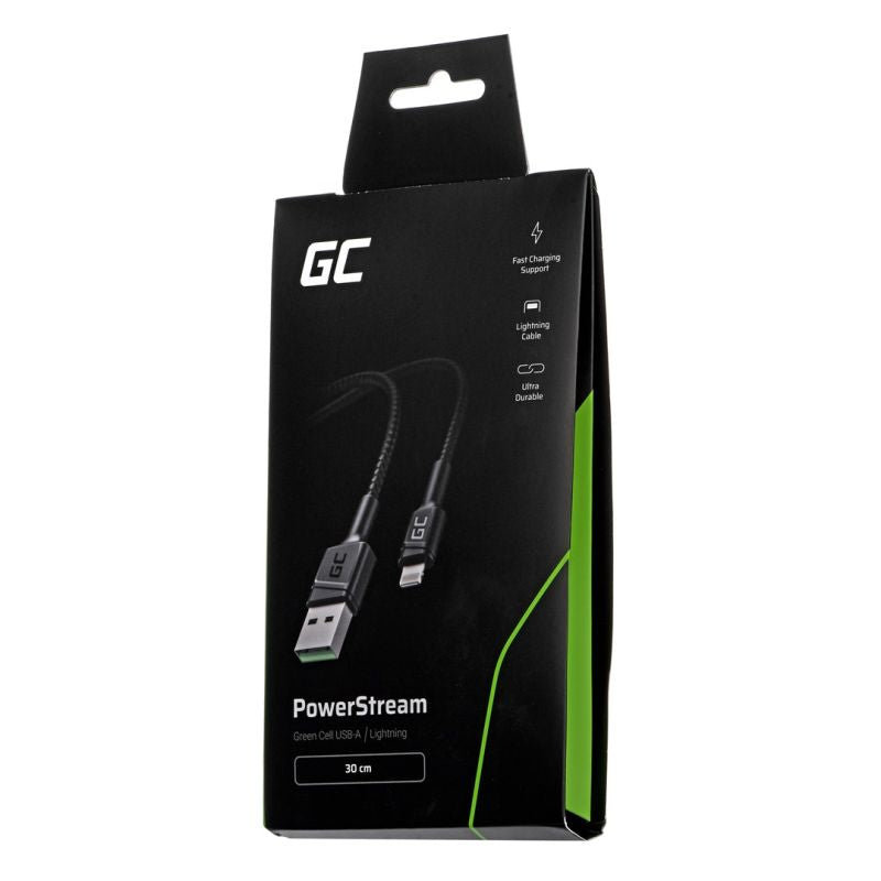 GREEN CELL KABGC24 GC POWERSTREAM USB-A - LIGHTNING CABLE 30CM, FAST CHARGING Kable i adaptery/Kable USB Your Sports Performance