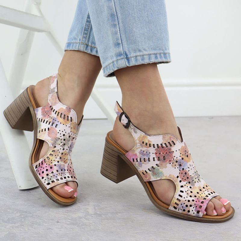 Women's openwork floral high-heeled sandals Jezzi 24125 Footwear Your Sports Performance