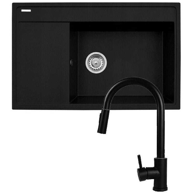 Set - PYRAMIS CAMEA Sink (79x50) 1B 1D R + IDEA Black Edition Faucet - 070168502BE - Volcano AGD - Produkty/Zlewozmywaki Your Sports Performance
