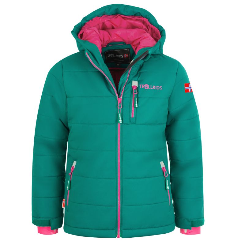 Trollkids Kids Hemsedal Snow Jacket XT winter ski jacket with hood green (513-312) In preparation Your Sports Performance