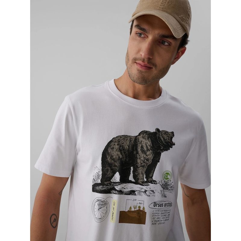 Men's regular printed T-shirt 4F 4FKAW26TTSHM4473-11S