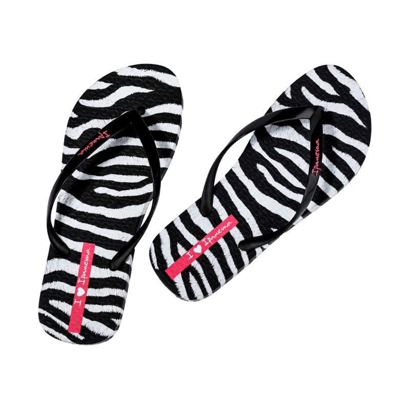 Ipanema Women's Animal Print Flip Flops Black and Gray 83846-BP655